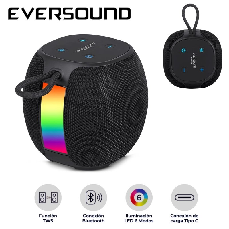 PARLANTE STRUDEL EV 500 BT USB TWS LUCES RGB 3.7V/2400MAH - 1
