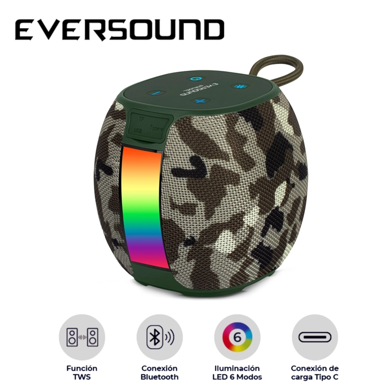 PARLANTE EVERSOUND EV 500A STRUDEL BT USB TWS LUCES RGB - 1