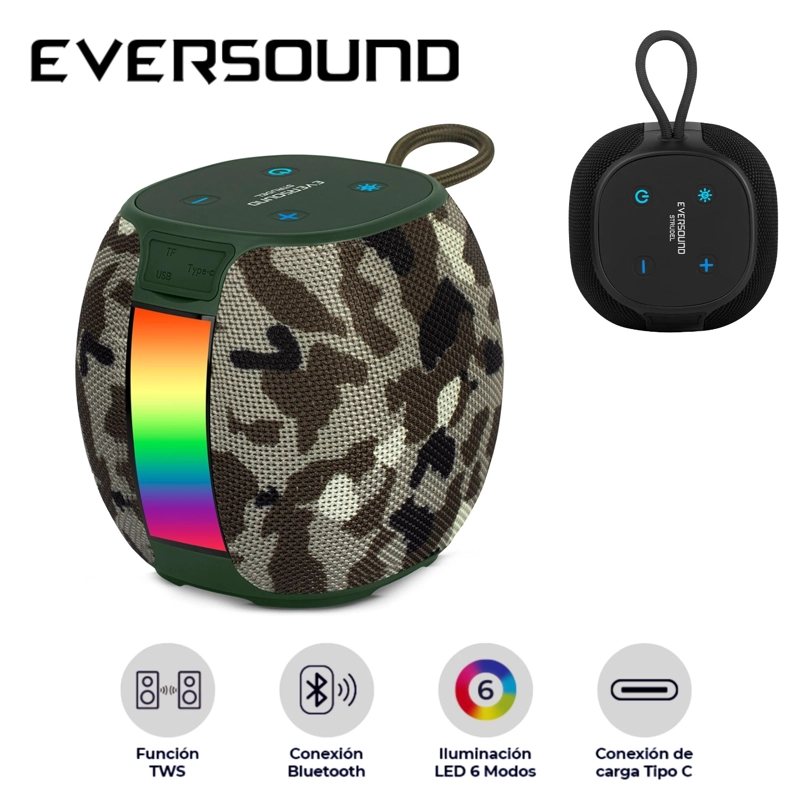 PARLANTE STRUDEL ANFIBIO EV 500 BT USB TWS LUCES RGB 3.7V/2400MAH - 1