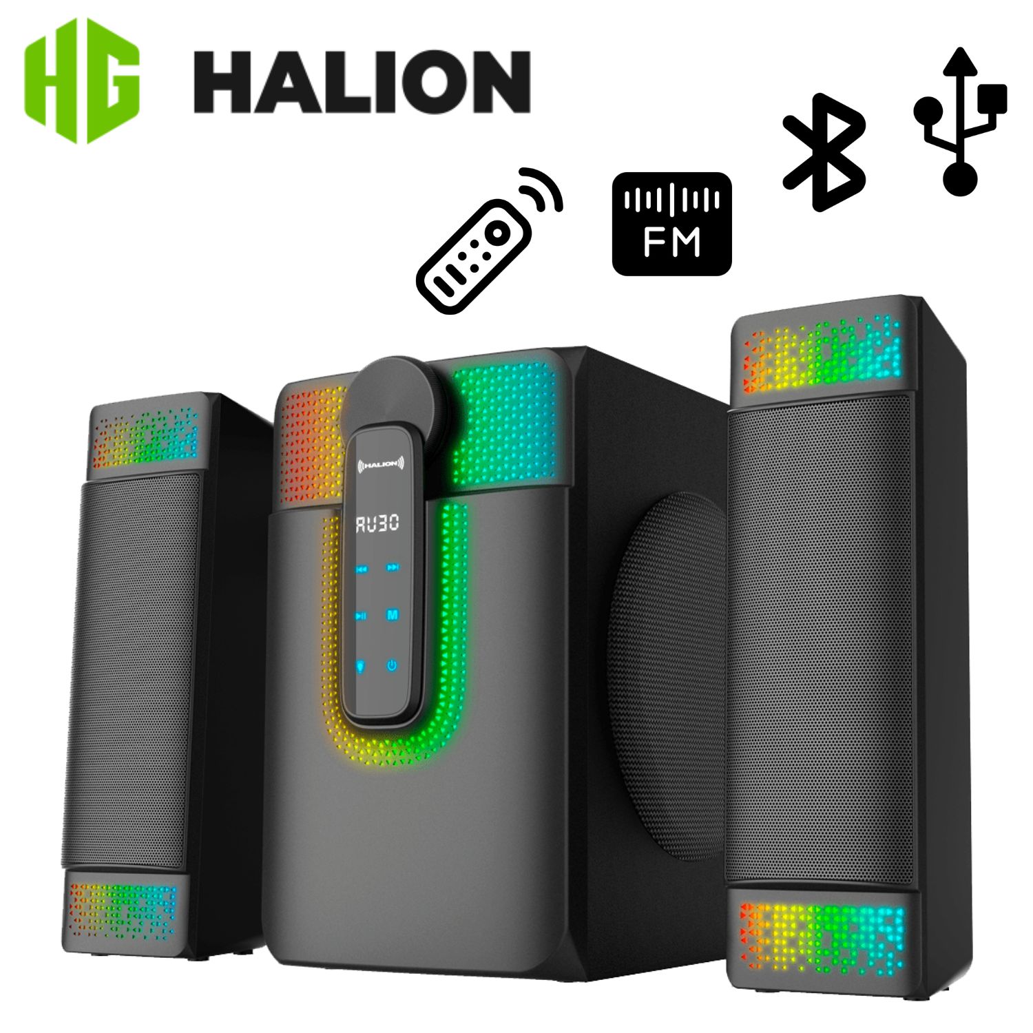PARLANTE 2,1 HALION JUPITER HA R52 300 WATTS AMPLIFICADOR CLASE D SONIDO PRO - 1