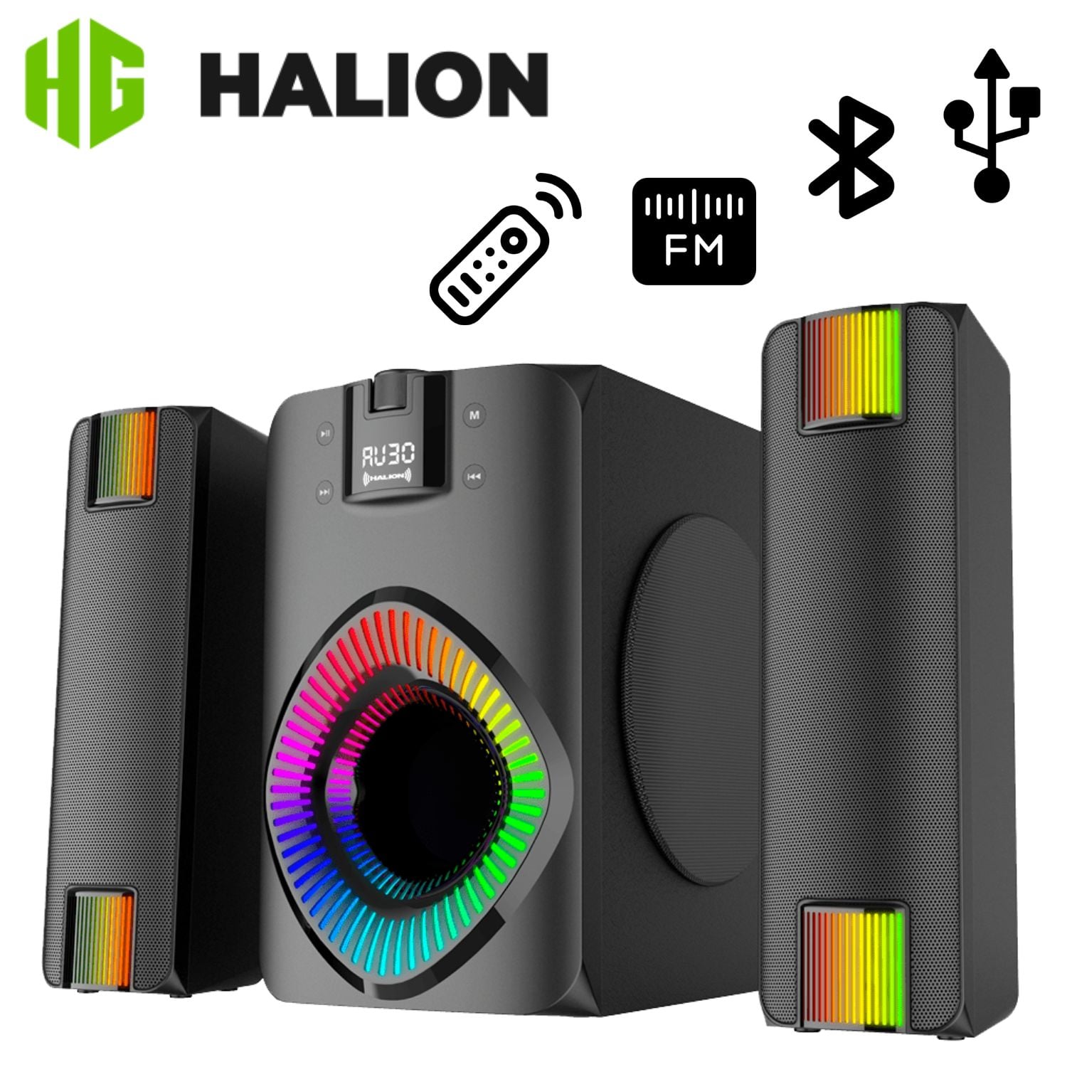 PARLANTE 2,1 HALION SATURNO HA R54 300 WATTS AMPLIFICADOR CLASE D SONIDO PRO - 1