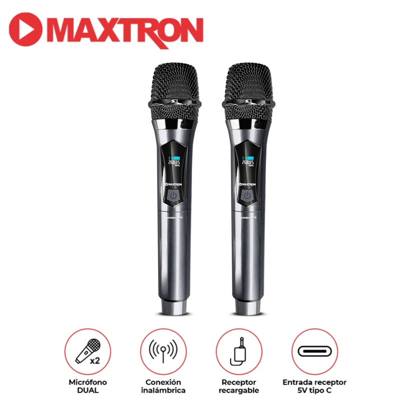 PACK 02 MICRÓFONOS INALÁMBRICOS RECARGABLE MAXTRON LEADER MX 7218RX - 1