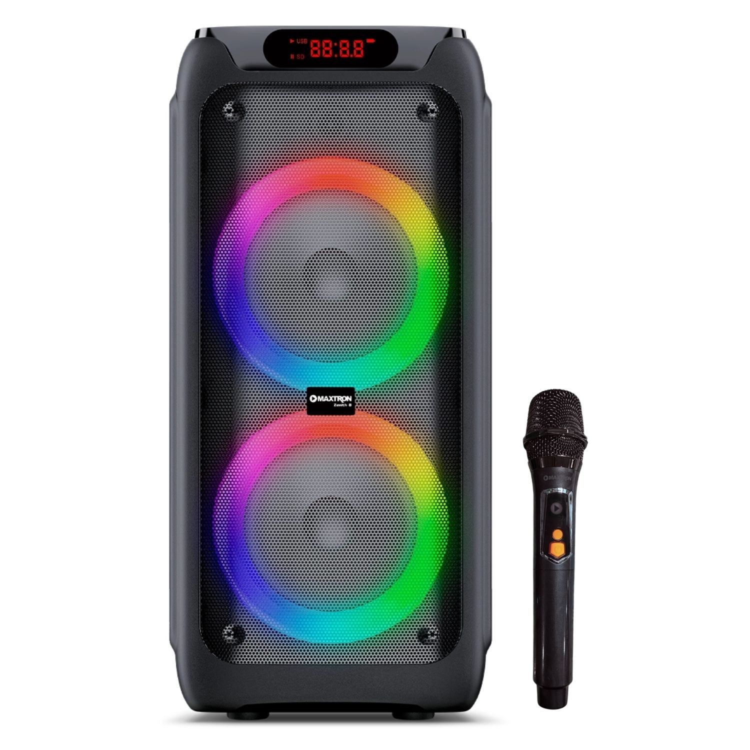 TORRE DE SONIDO MAXTRON MX 800 ZENITH 02 BOCINAS 8 PULGADAS 01 MICRÓFONO LED DISK - 3