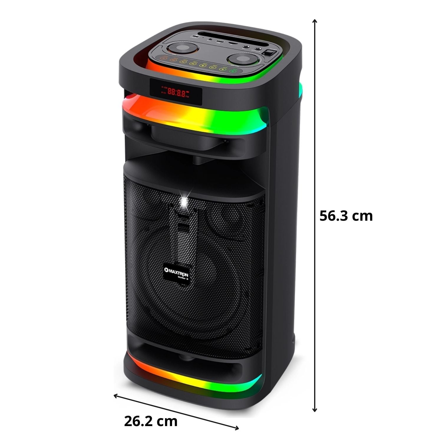 TORRE DE SONIDO MAXTRON MX 821 STELLAR 01 BOCINA 8 PULGADAS 01 MICRÓFONO LED + FLASH - 4