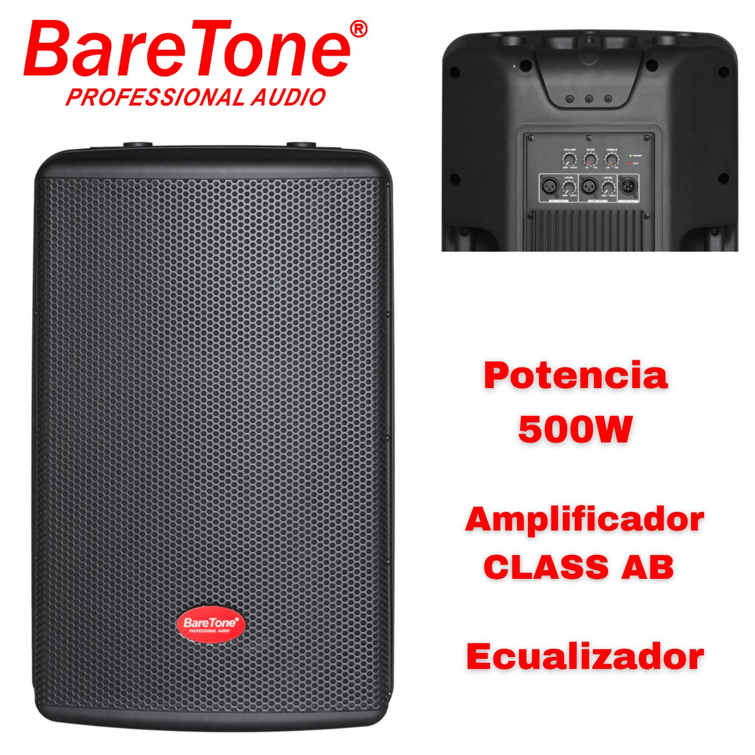 PARLANTE ACTIVO BARETONE MAX 12HD WOOFER DE 12 PULGADAS 500 WATTS CONEXIONES XLR - 1