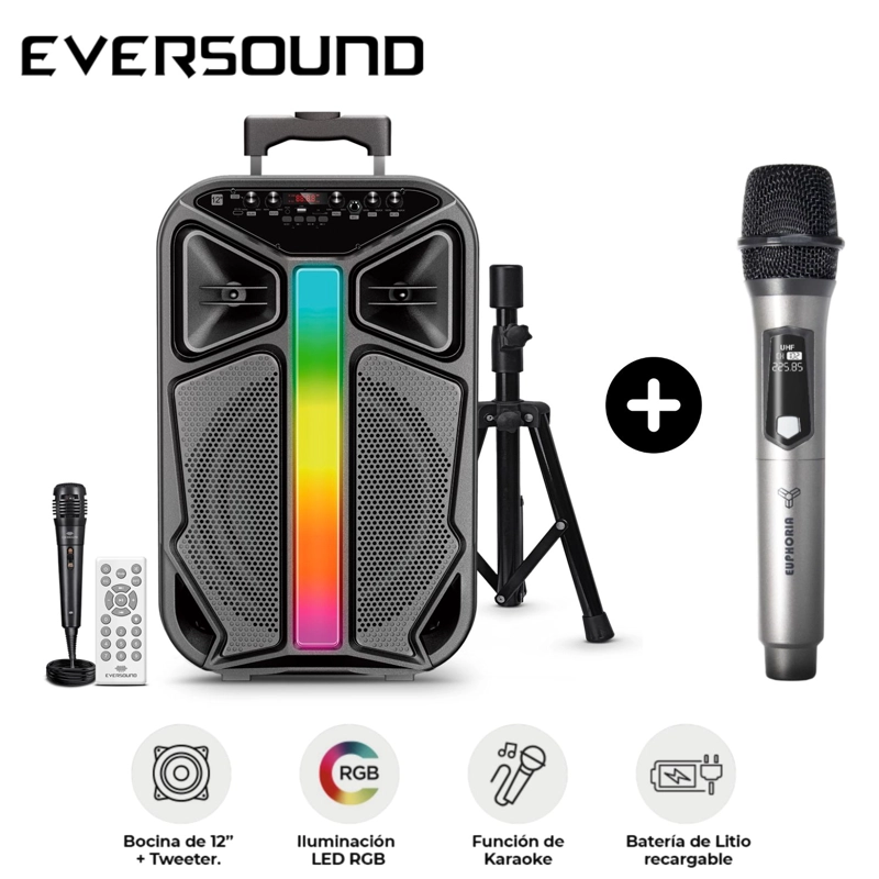 COMBO PARLANTE + TRÍPODE EVERSOUND LYRICO EV 6000T + MICRÓFONO INALÁMBRICO EUPHORIA - 1