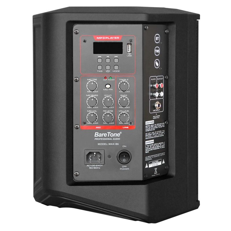 PARLANTE BARETONE PROFESIONAL MAX B6 USB BT TWS 02 MICRÓFONOS - 3