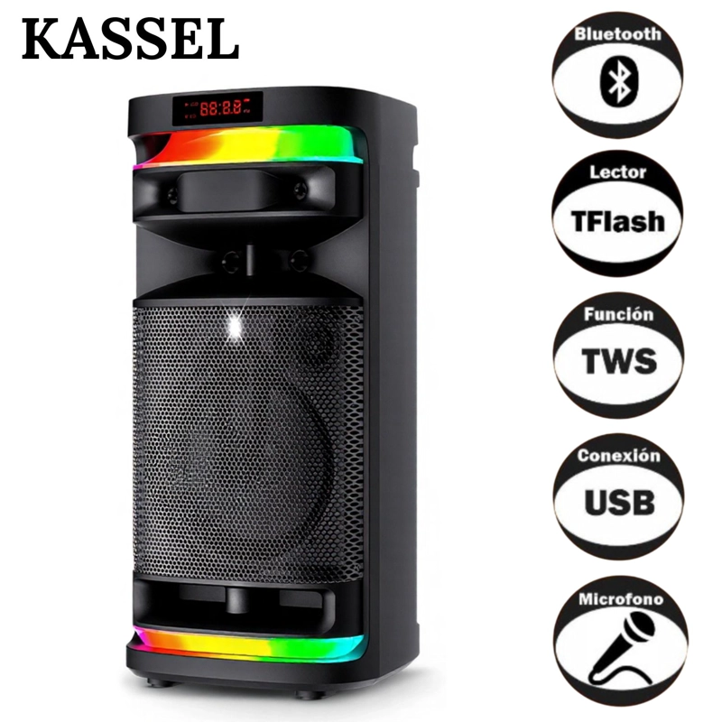 PARLANTE KASSEL K828 BOOFER 8 01 MICRÓFONO LUCES RBG - 1
