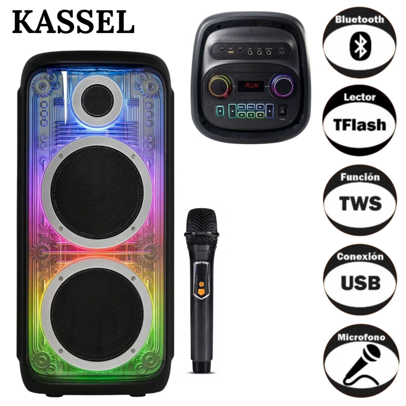 PARLANTE TORRE PORTÁTIL K2825 02 BOUFER DE 8 PULGADAS LUCES RGB KARAOKE - 1