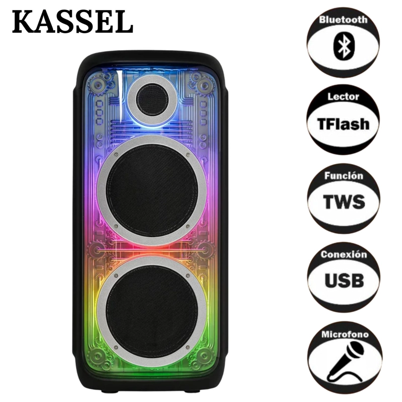 PARLANTE TORRE PORTÁTIL K2825  USB BT  TWS LUCES RGB KARAOKE - 1