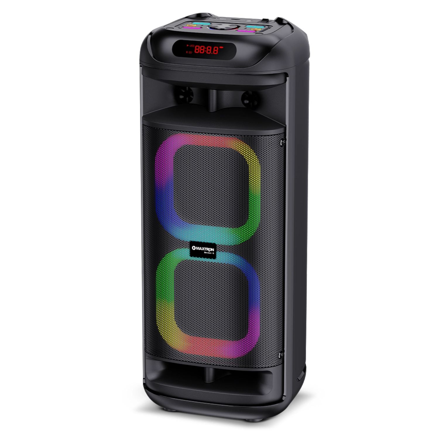 PROMO TORRE DE SONIDO MAXTRON MX 601 BECKER 02 BOCINAS 6,5 PULGADAS 02 MICRÓFONOS LUCES LED - 3
