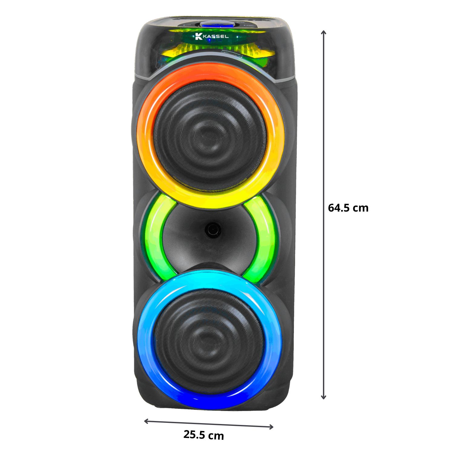 TORRE DE SONIDO KASSEL K2822 CON 02 BOCINAS DE 8 PULG, KARAOKE LUCES LED RGB - 5