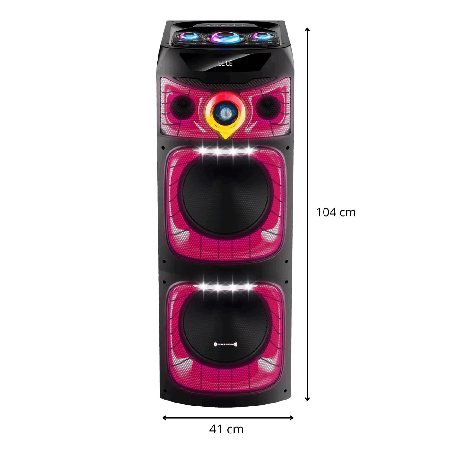 TORRE DE SONIDO HALION HA 1244 CON 02 BOCINAS DE 12 PULG, KARAOKE LUCES RGB - 4