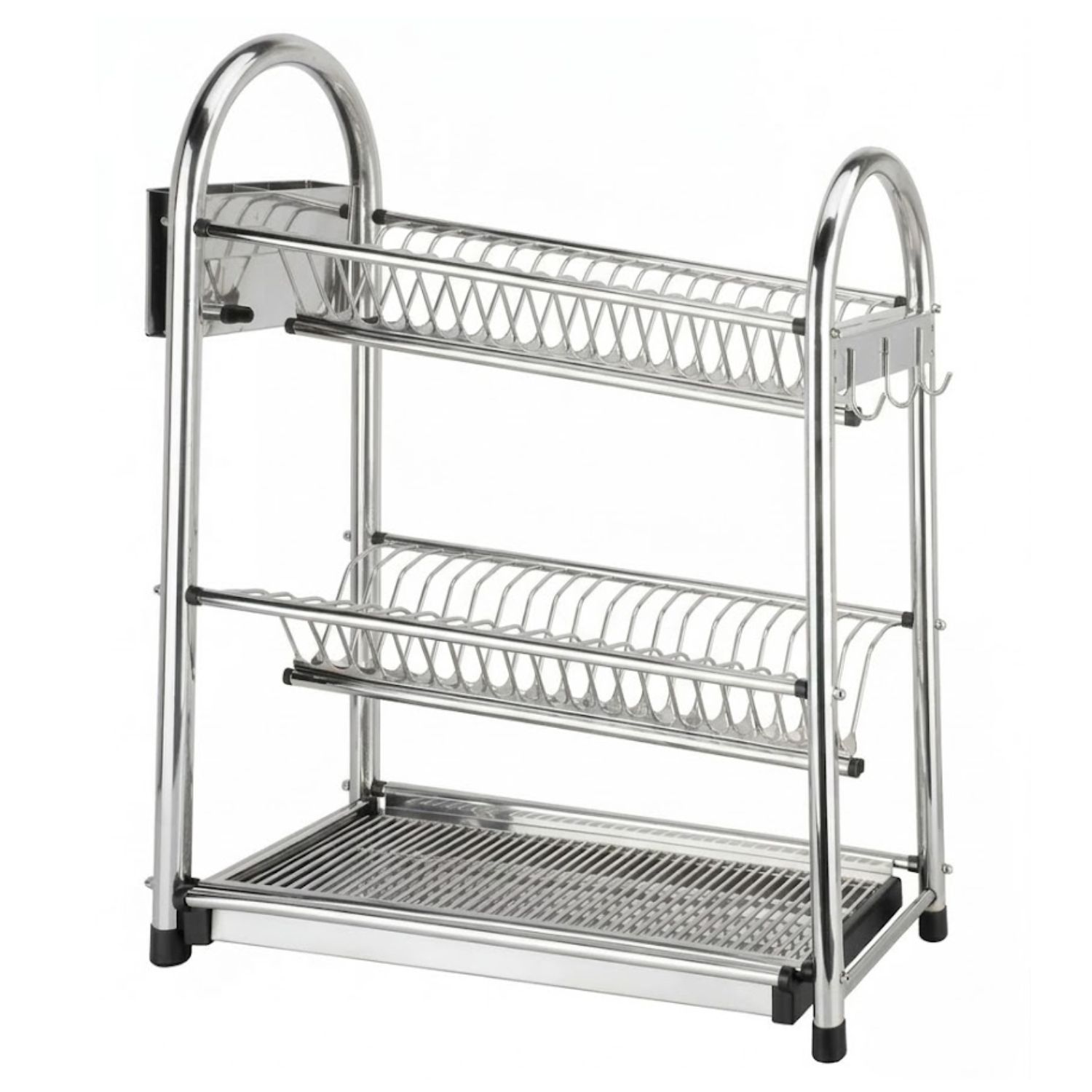 ESCURRIDOR DE PLATOS 03 NIVELES PARA 32 PLATOS ACERO INOXI, 52 X 25 X 63 CM - 2