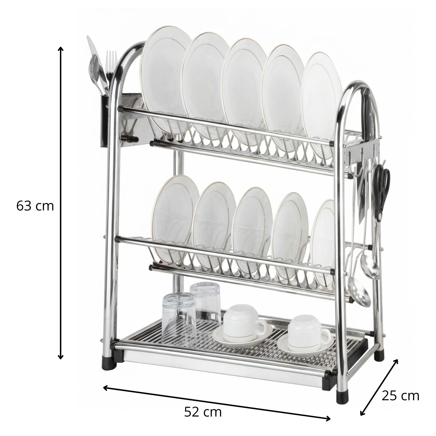 ESCURRIDOR DE PLATOS PARA 32 PLATOS ACERO INOXI, 52 X 25 X 63 CM - 5