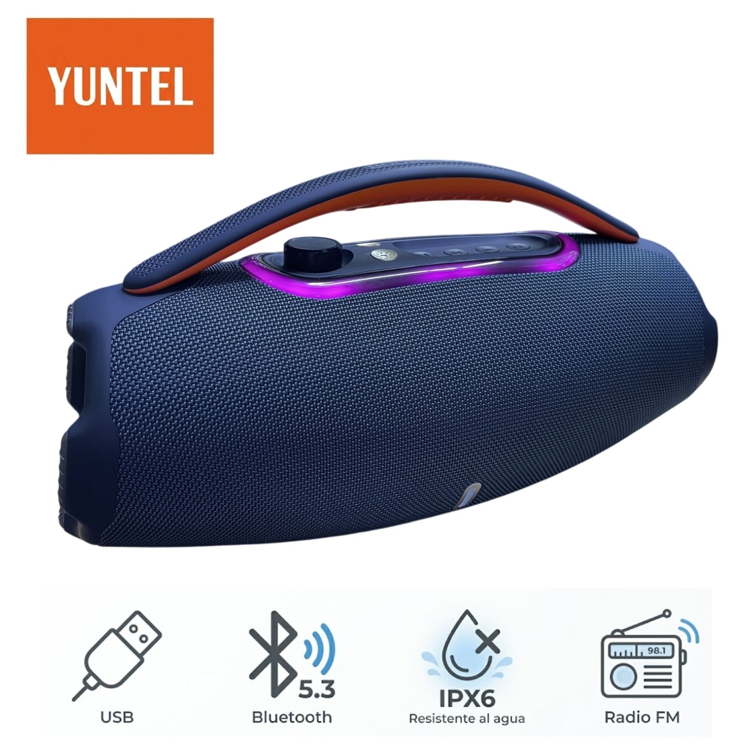 PARLANTE PORTÁTIL YUNTEL YP 082BT GREAT BASS USB BT 30 WATTS X 2 - 1