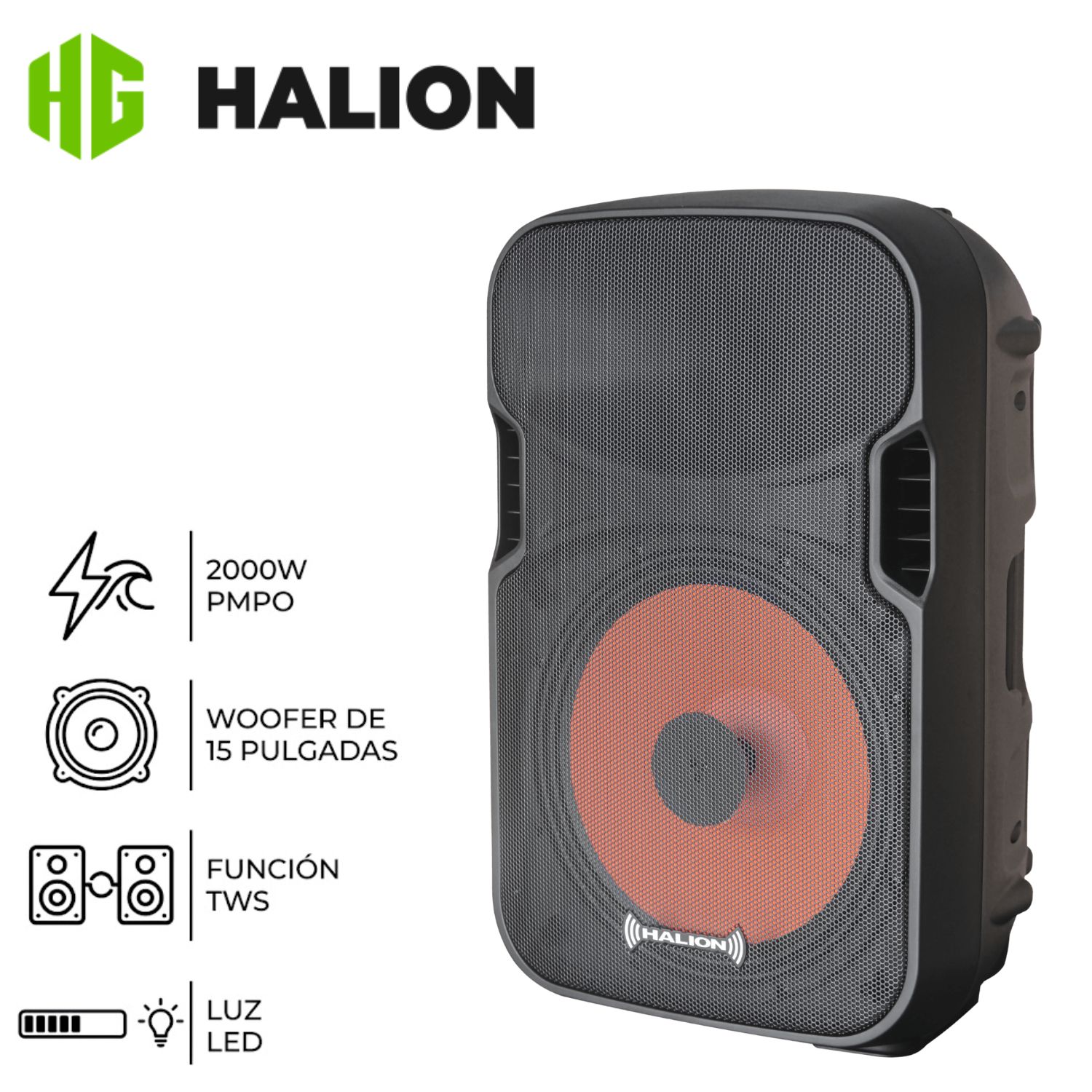 PARLANTE PROFESIONAL HALION PHA 15K 01 MICRO DIRECTO AC FULL VOLUMEN SIN LIMITES - 1
