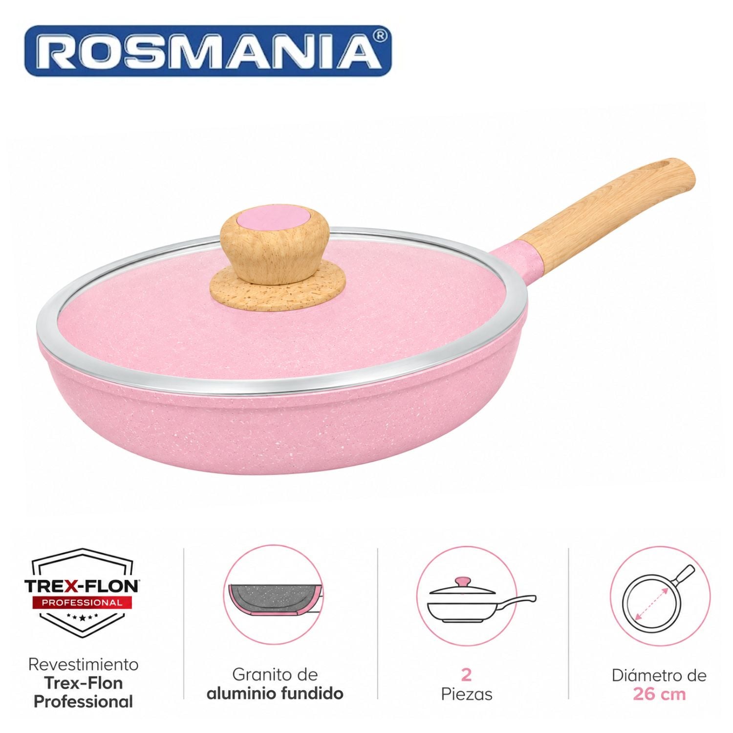 SARTÉN ROMANIA SA-FOC6026 CON TAPA ANTIADHERENTE 26CM - 1