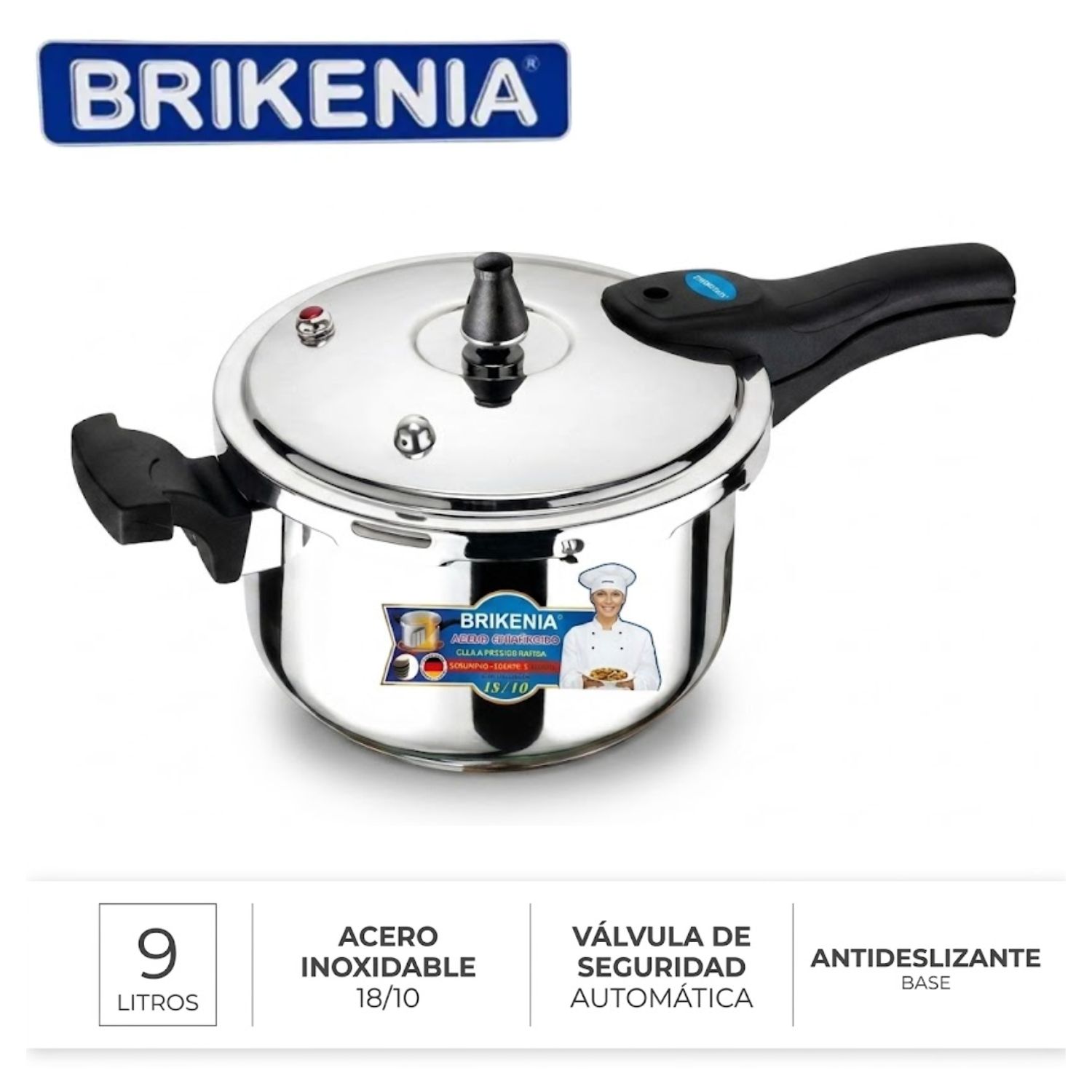 OLLA RÁPIDA BRIKENIA PA-029AR ACERO INOXIDABLE 9 LITROS - 1