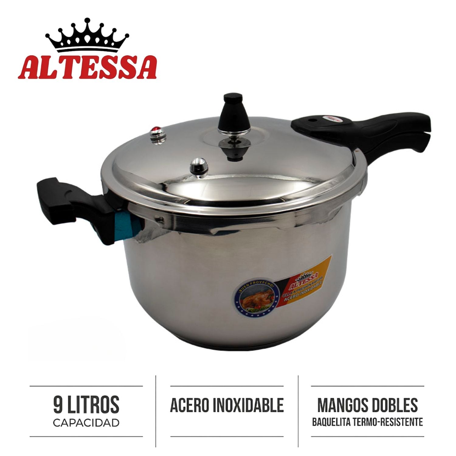 OLLA A PRESIÓN AT900 DE 9 LITROS ALTESSA – ACERO - 1