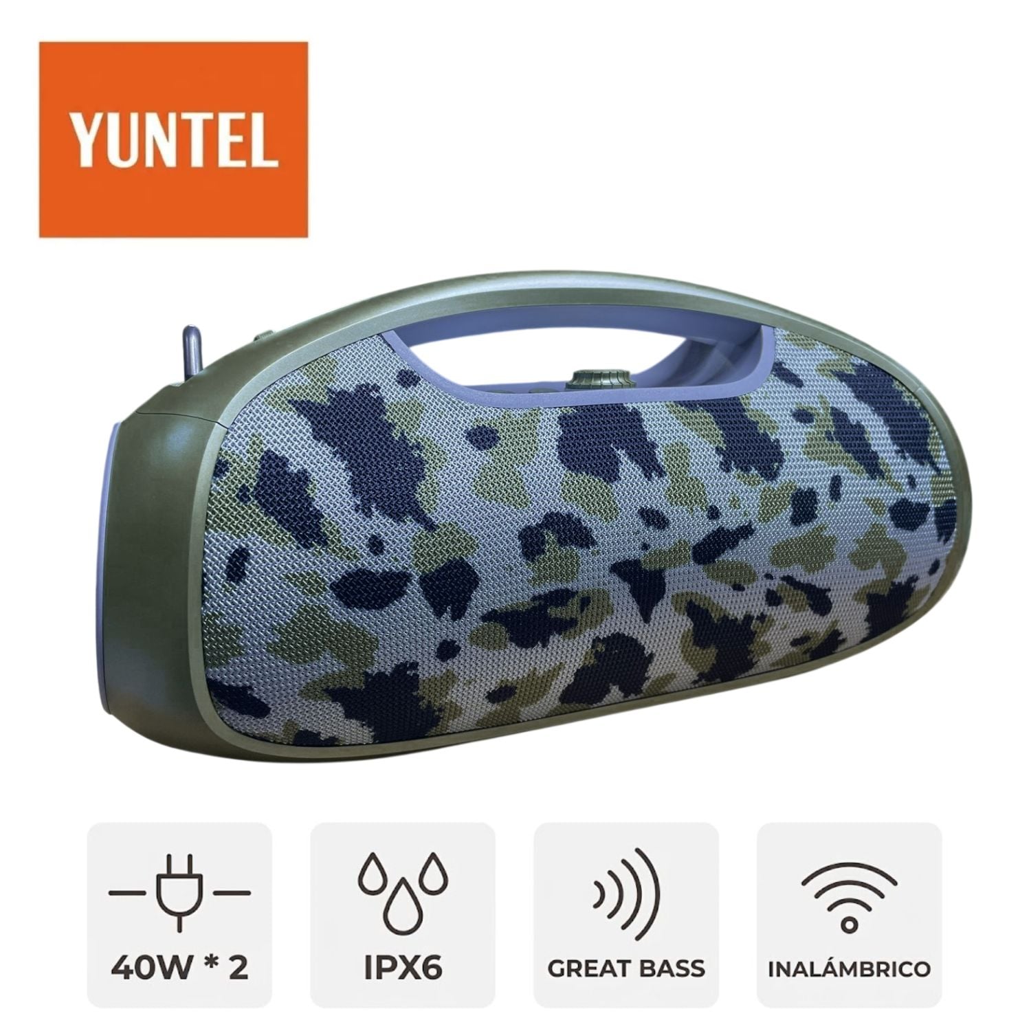 PARLANTE PORTÁTIL YUNTEL YP 080BT GREAT BASS USB BT 40 WATTS X 2 - 1