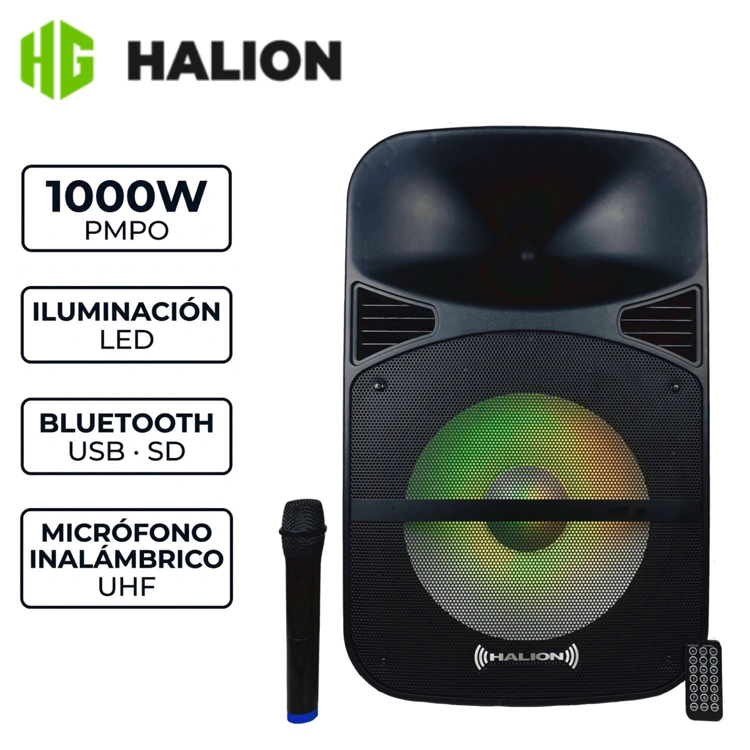 PARLANTE PORTÁTIL HALION PHA 15MDB USB BT 01 MICRÓFONO - 1