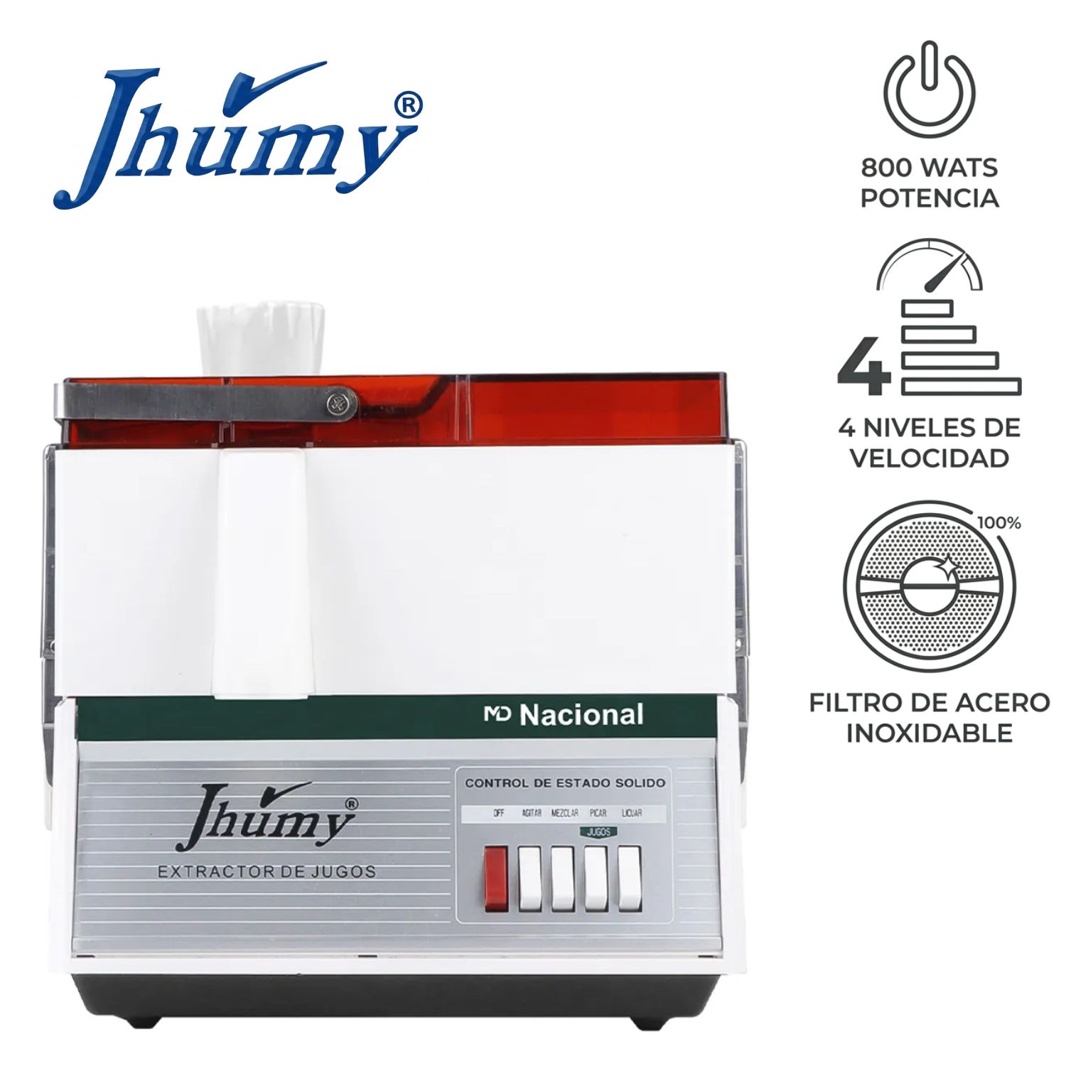 EXTRACTOR DE JUGOS JHUMY 800 WATTS TAPA ROJA - 1