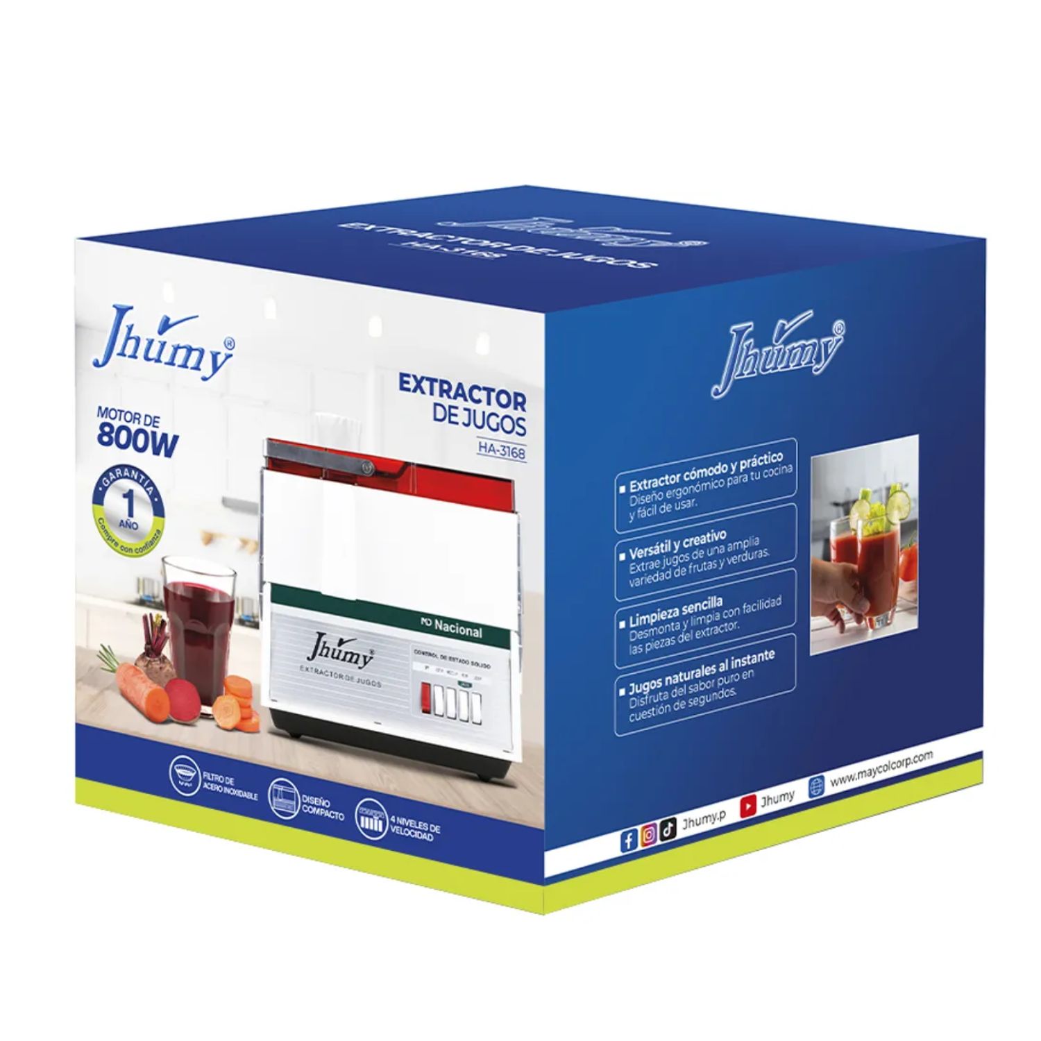 EXTRACTOR DE JUGOS JHUMY 800 WATTS TAPA ROJA - 5