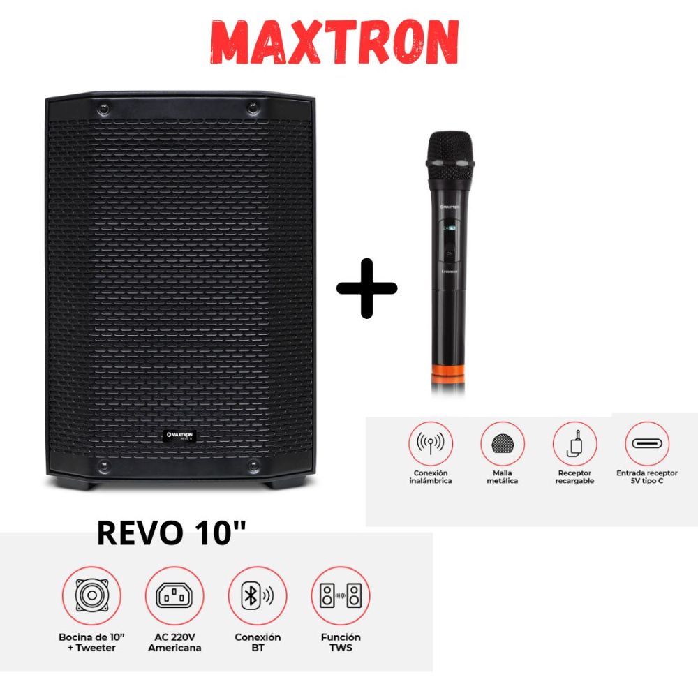 PROMO MAXTRON PARLANTE REVO MXT 8110 + MICROFONO MX 758 INALAMBRICO - 1