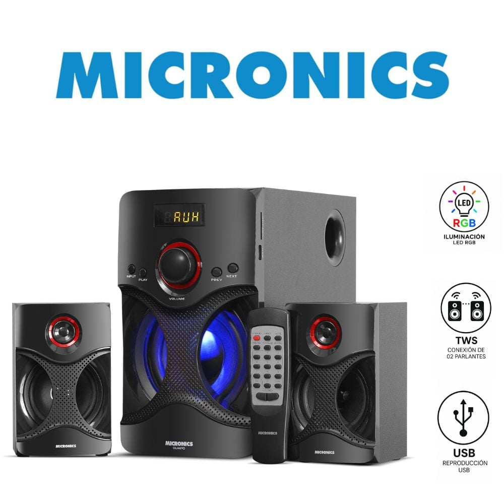 PARLANTE 2,1 MICRONICS OLIMPO MIC S7072BT USB BT - 1