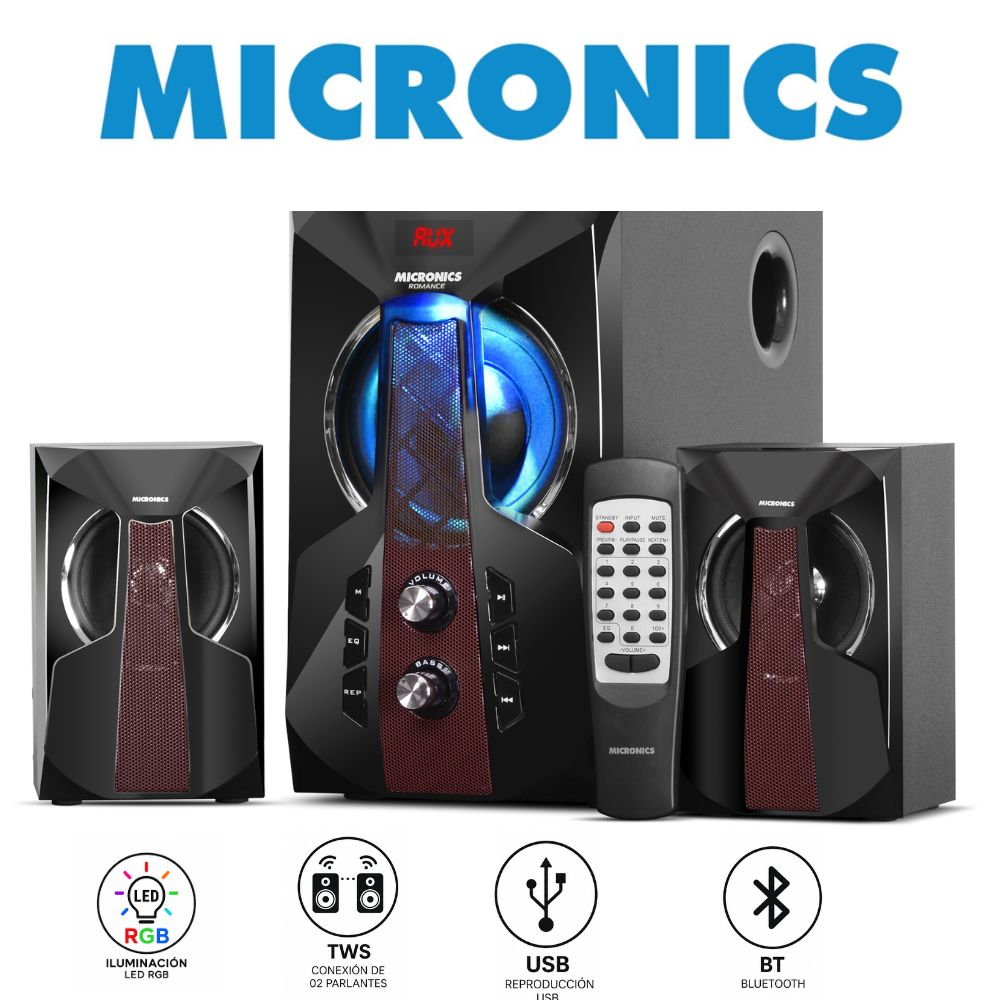 Parlante 2,1 Micronics Romance MIC S7062BT USB BT - 1