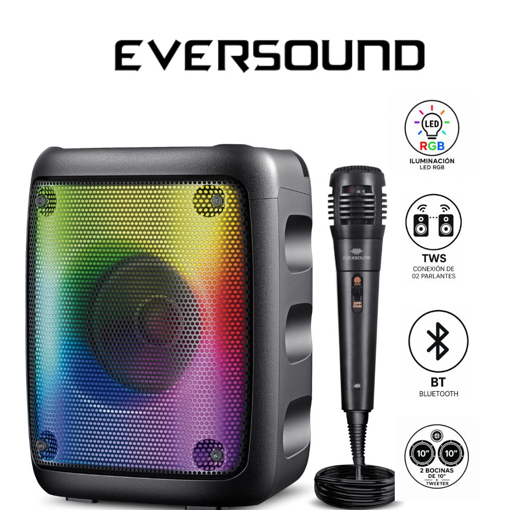 PARLANTE PORTATIL EVERSOUND EV 5003 DYNAMIC BOCINA DE 3” CON MICROFONO USB BT - 1