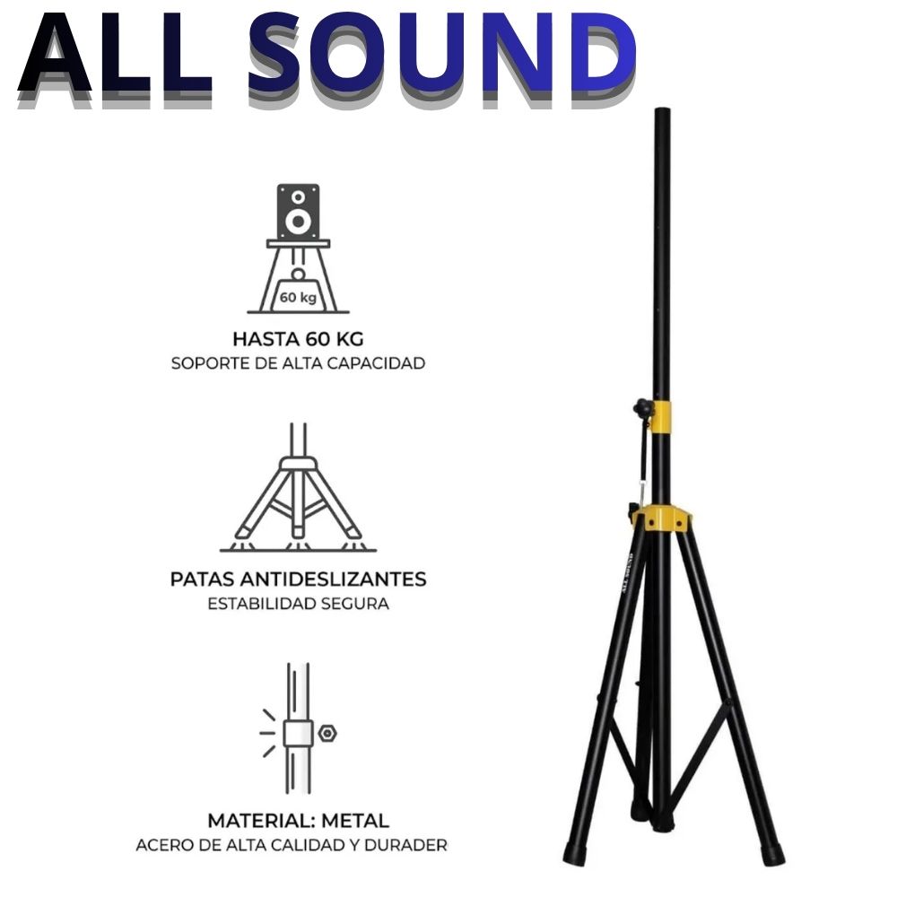SOPORTE TRÍPODE PARA PARLANTE ALL SOUND SC-M57A DE METAL RESISTENTE HASTA 60KG AMARILLO - 1