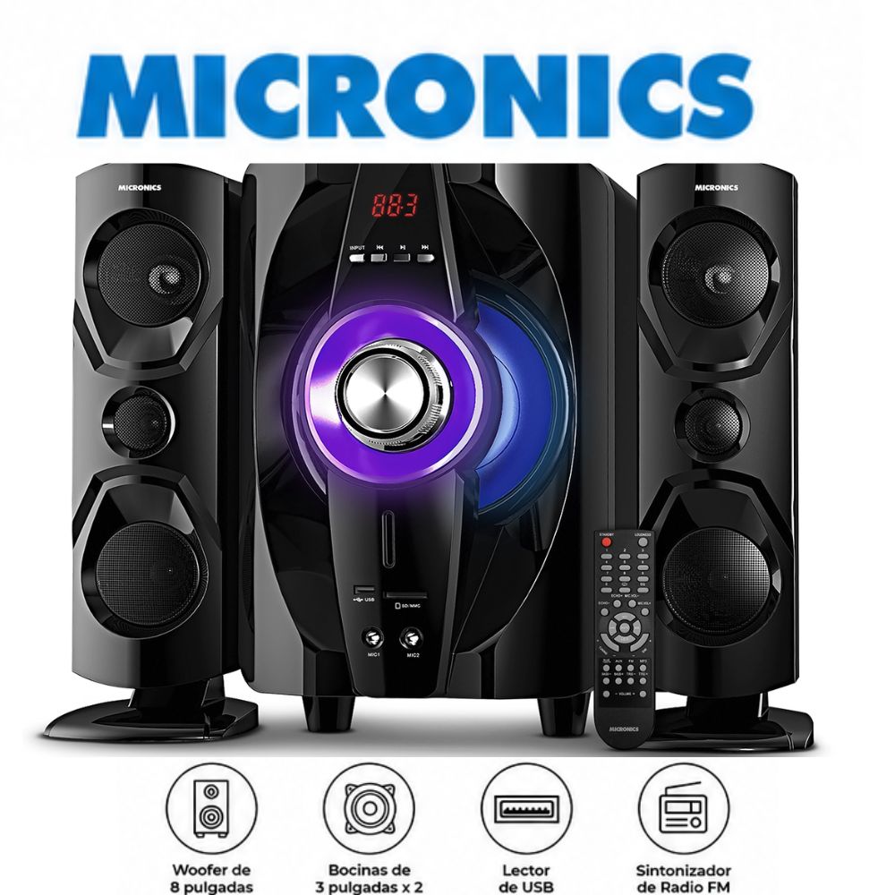 EQUIPO DE SONIDO MICRONICS SHELBY MIC S7011BT 150 WATTS USB/SD BLUETOOTH - 1