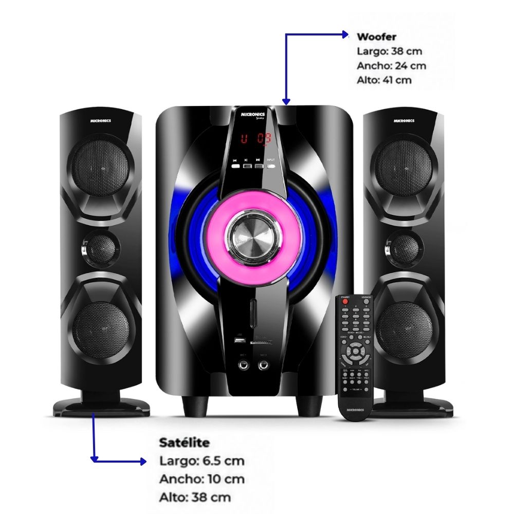 EQUIPO DE SONIDO MICRONICS SHELBY MIC S7011BT 150 WATTS USB/SD BLUETOOTH - 2