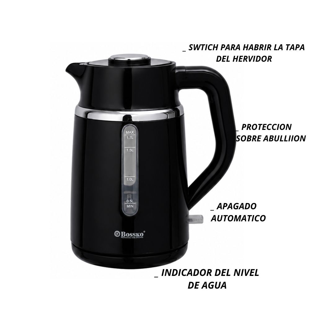 HERVIDOR MODERNO BOSSKO BK 286HV 2 LITROS ALEATORIO - 4