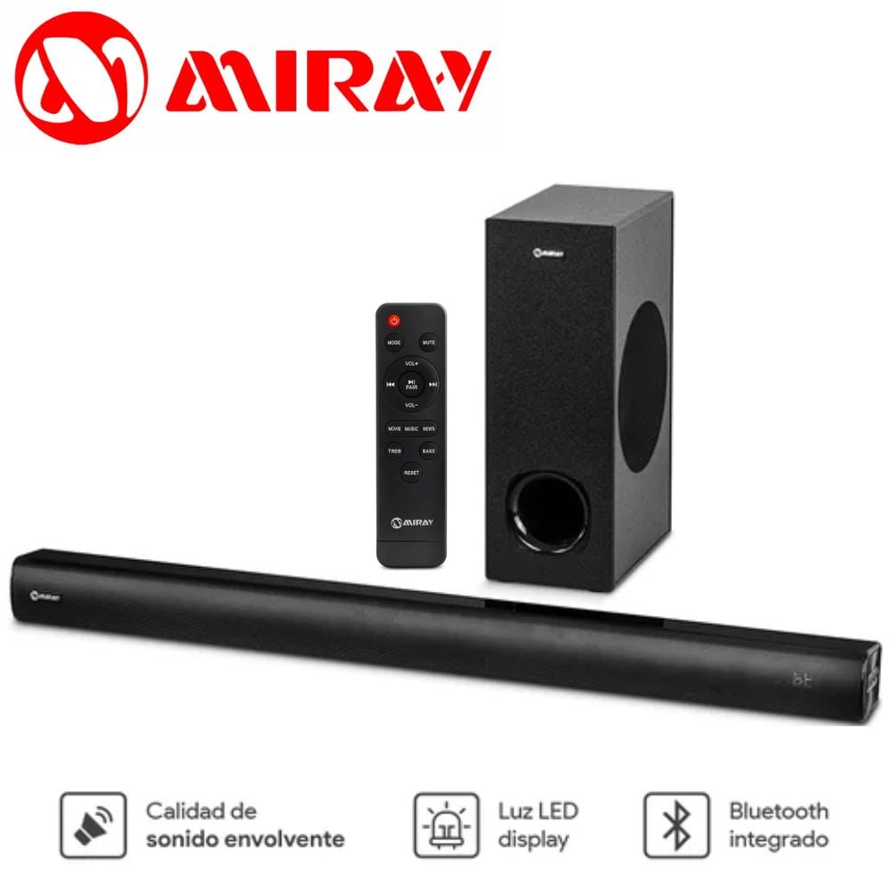 BARRA DE SONIDO MIRAY SBM-S30Y BLUETOOTH SONIDO ENVOLVENTE NEGRO - 1