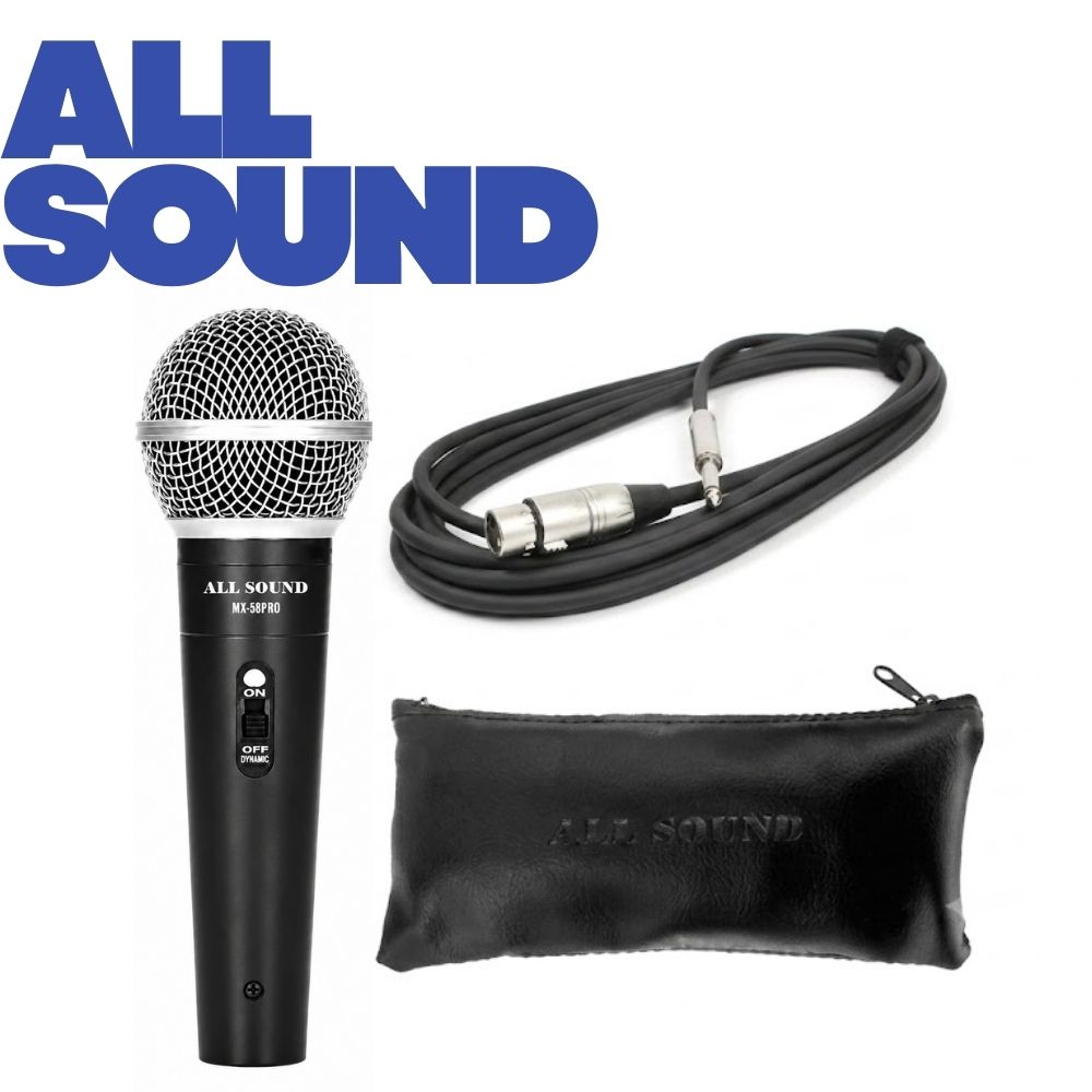 MICRÓFONO DINÁMICO ALL SOUND MX58PRO CARDIOIDE UNIDIRECCIONAL CON ESTUCHE - 1