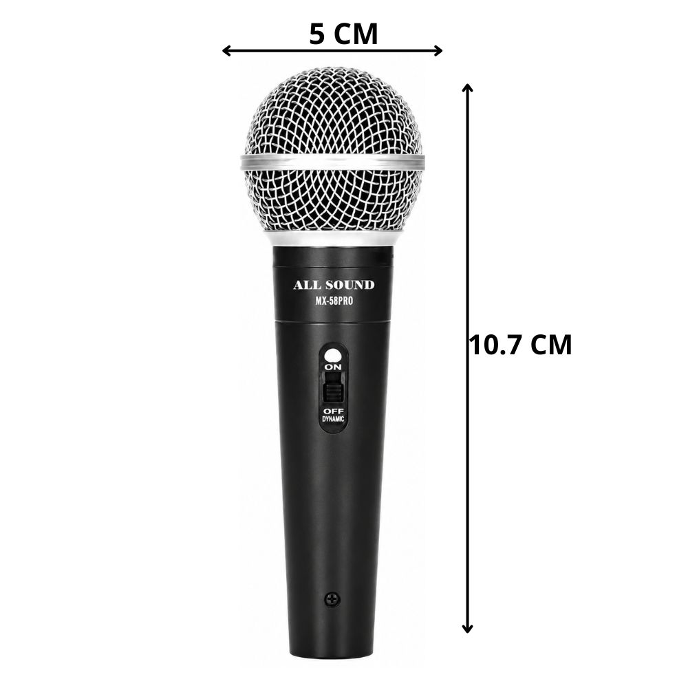 MICRÓFONO DINÁMICO ALL SOUND MX58PRO CARDIOIDE UNIDIRECCIONAL CON ESTUCHE - 3