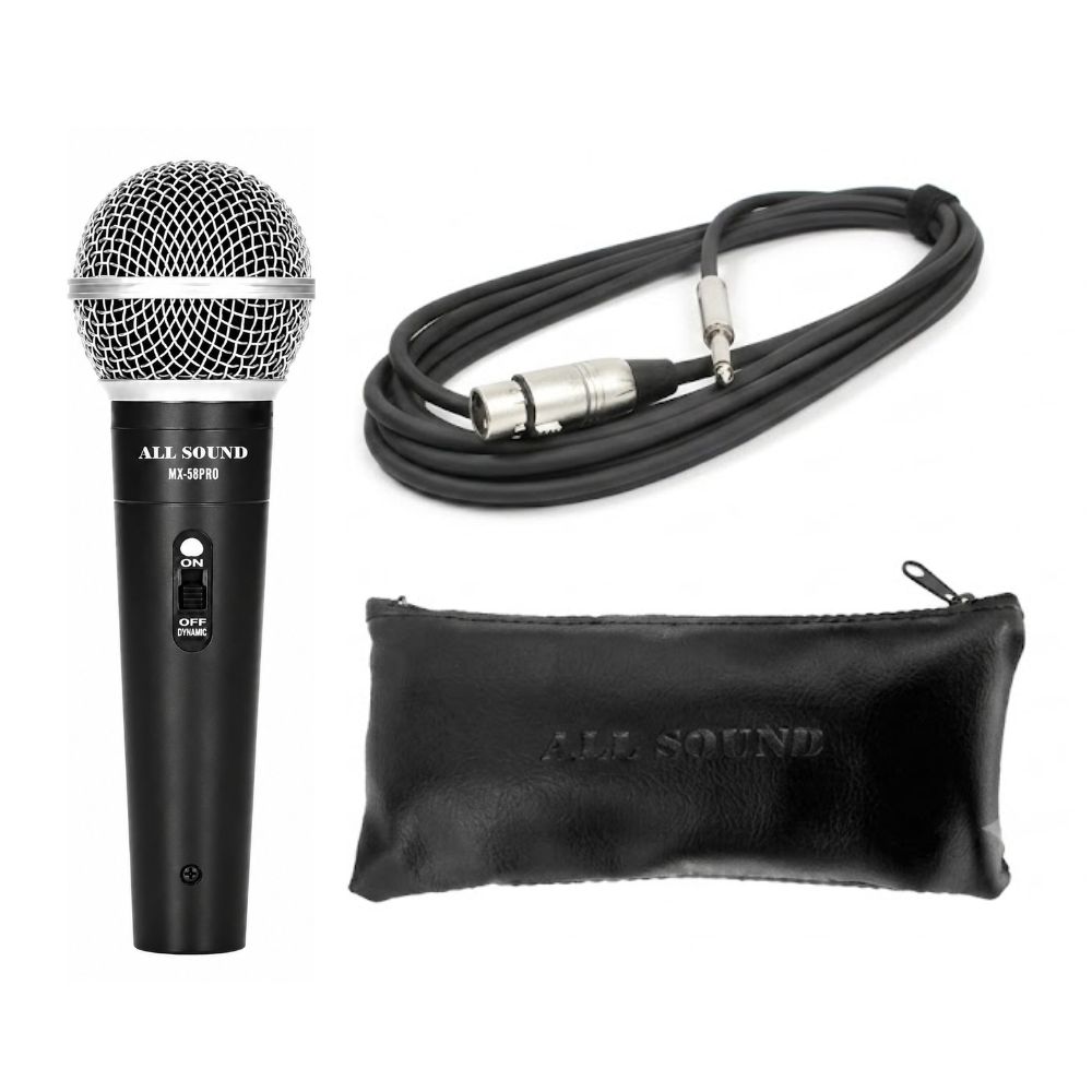 MICRÓFONO DINAMICO PROFESIONAL  ALL SOUND MX100 CON ESTUCHE - 1