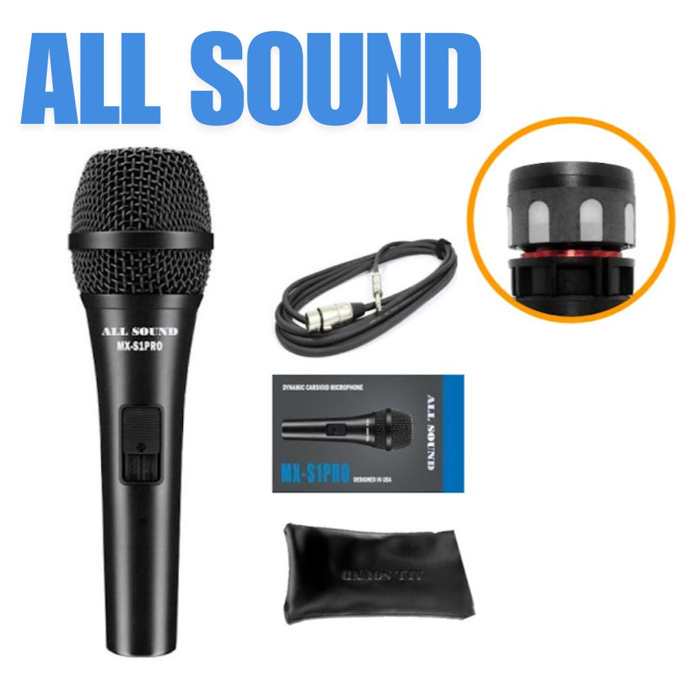 MICRÓFONO MULTIPROPÓSITO ALL SOUND MX S1PRO PARA KARAOKE Y EVENTOS CON ESTUCHE - 1