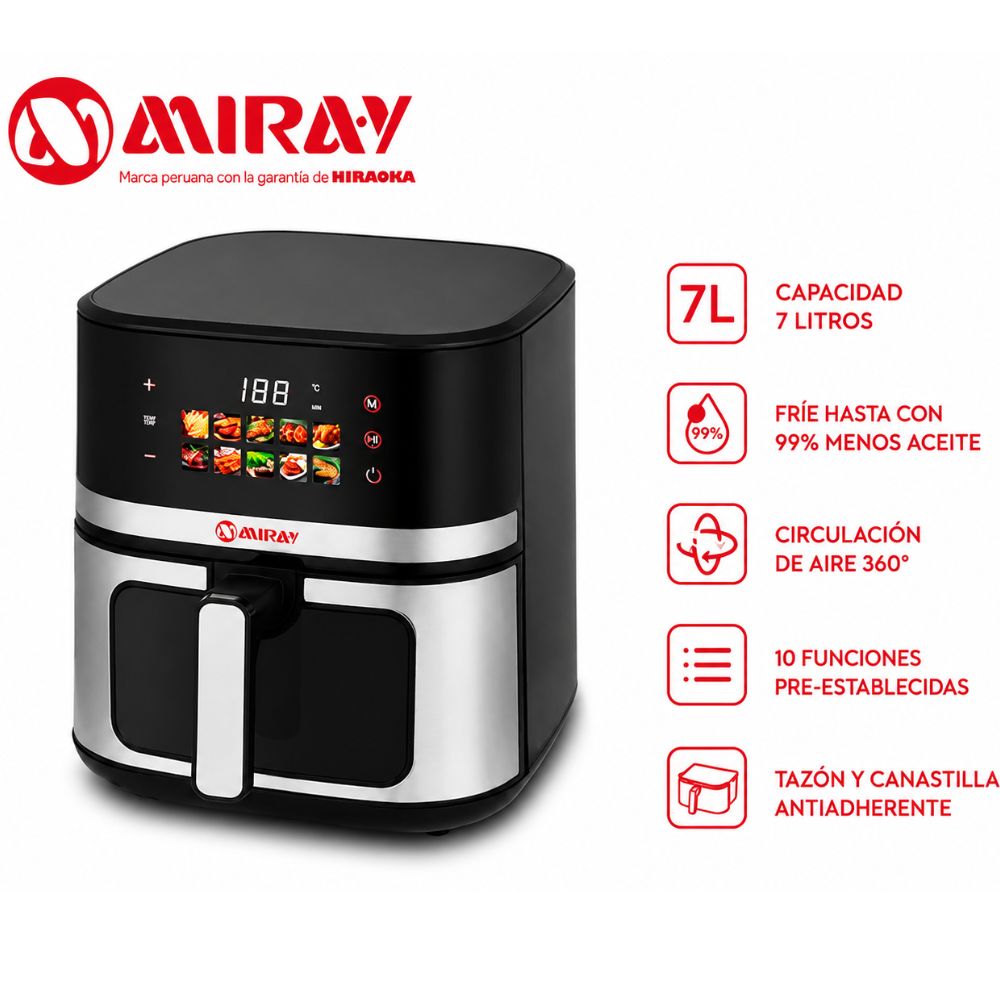 FREIDORA DIGITAL MIRAY OFM-118 7 LITROS CON VENTANA VISORA - 1