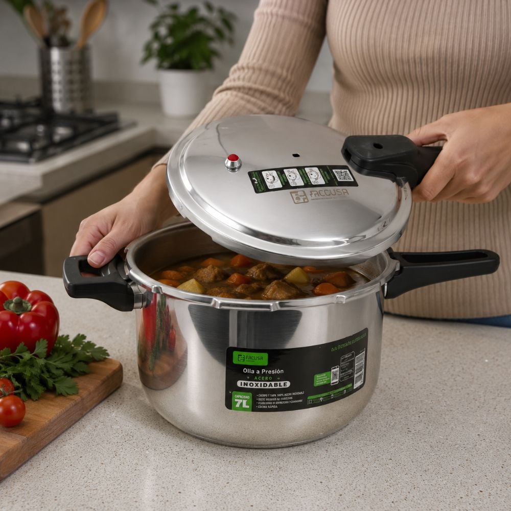 PROMO FACUSA OLLA PRESION DE 7LT ACERO INOXDABLE + CUCHILLO - 3