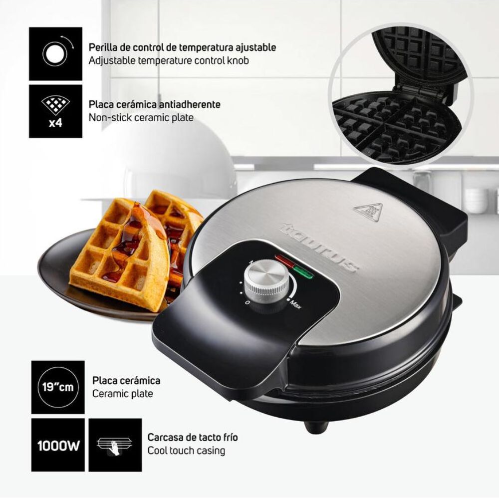 WAFLERA TAURUS SWEET COOKING 04 WAFFLES CON REGULADOR TEMPERATURA - 5