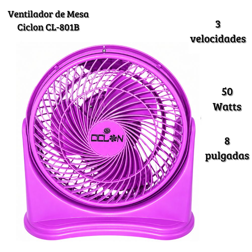 VENTILADOR DE MESA CICLON 8 PULGADAS 03 VELOCIDADES PURPURA - 1