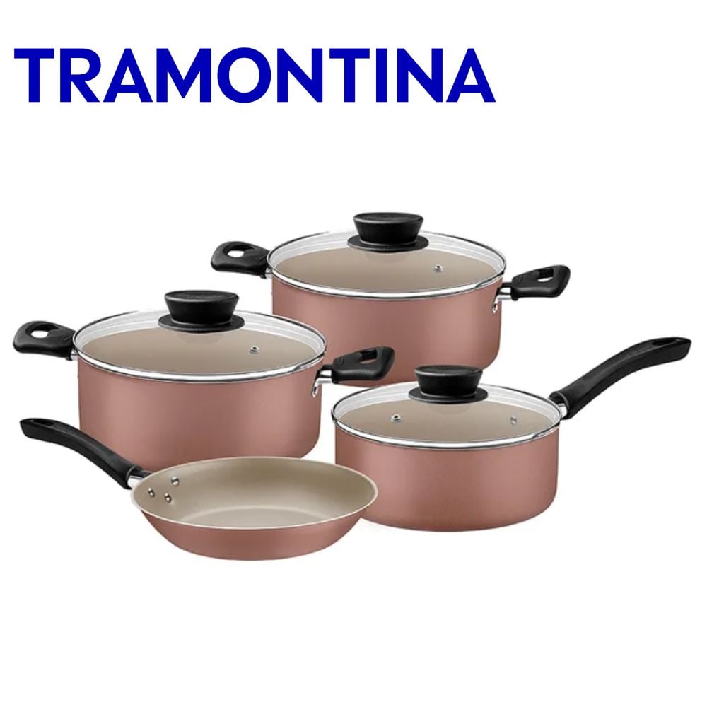 JUEGO DE OLLAS TRAMONTINA LINZ 7 PIEZAS MOCA - 1