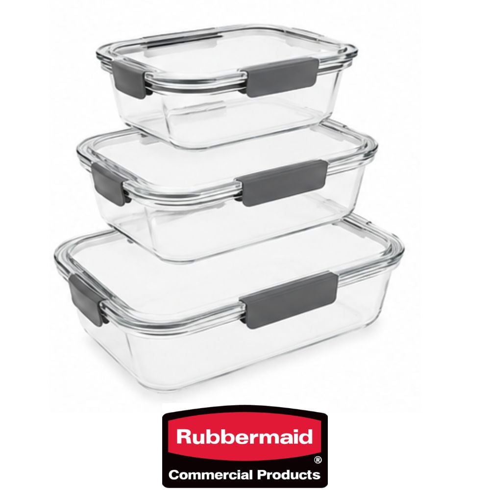 SET DE 3 TAPERS HERMÉTICOS DE VIDRIO RUBBERMAID 2118304 MADE IN USA - 1