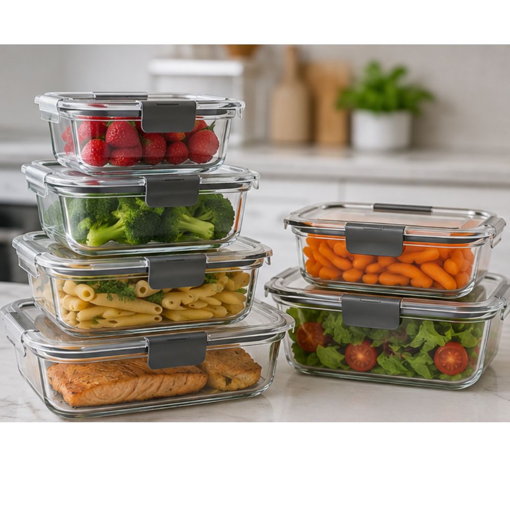 SET DE 5 TAPERS HERMÉTICOS DE VIDRIO RUBBERMAID 2118303 MADE IN USA - 3