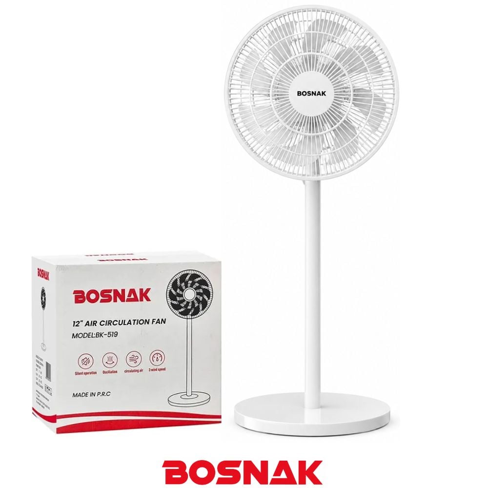 VENTILADOR BOSNAK BK 519 12 PULG 3 VEL, BLANCO - 1