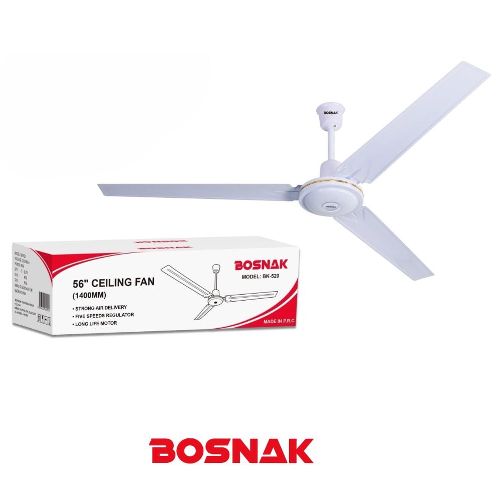 VENTILADOR DE TECHO BOSNAK BK 520 56 PULG 65 W BLANCO - 1